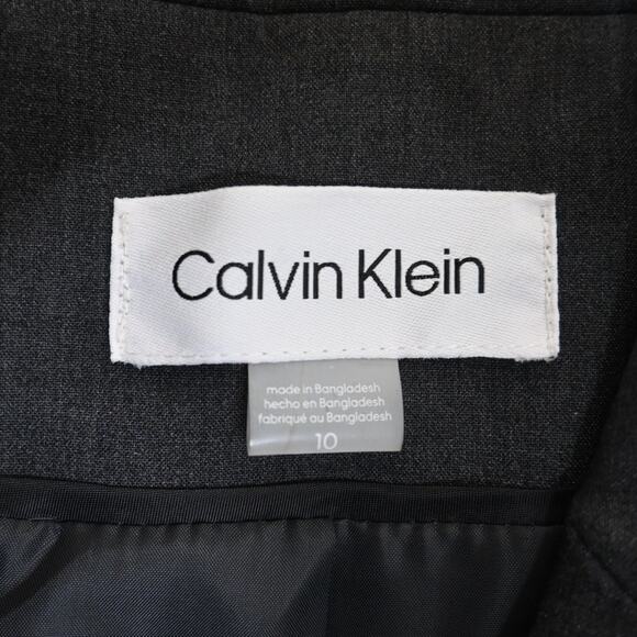 Calvin Klein Women's 10 Dark Gray One Button Front Lined Blazer - Picture 8 of 10